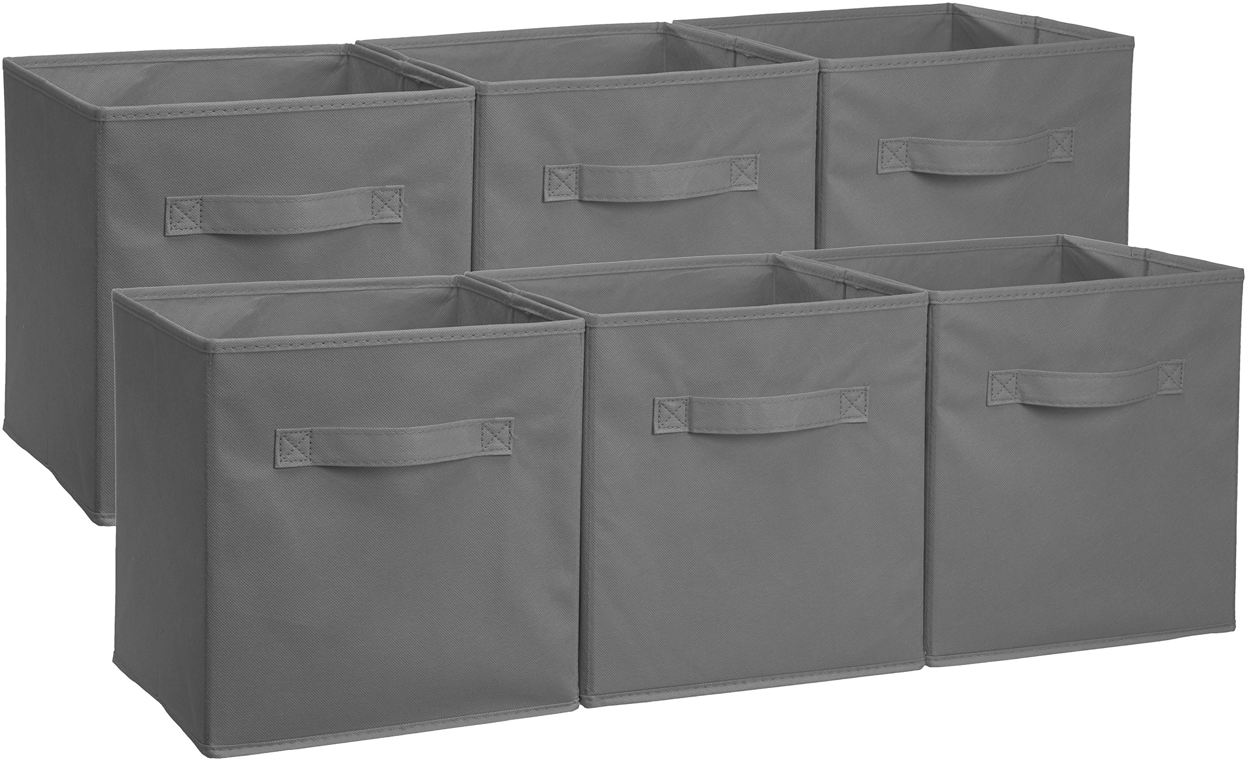 AmazonBasics 灰色摺疊布收納盒｜6件組